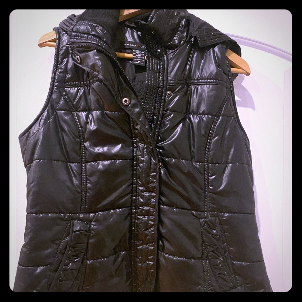 Shiny Black Puffer Vest